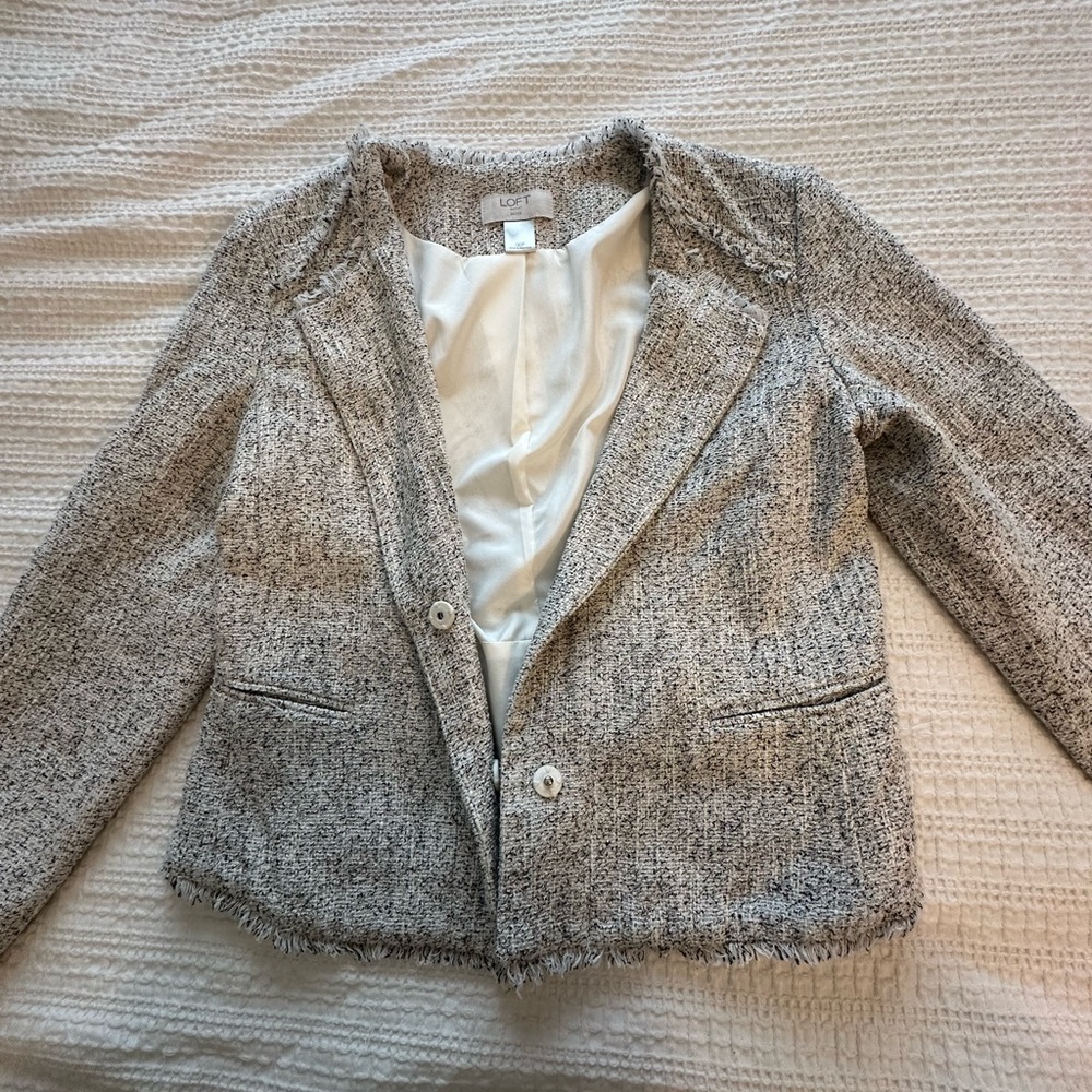 LOFT Black, White, Gray Tweed Blazer - Picture 2 of 4